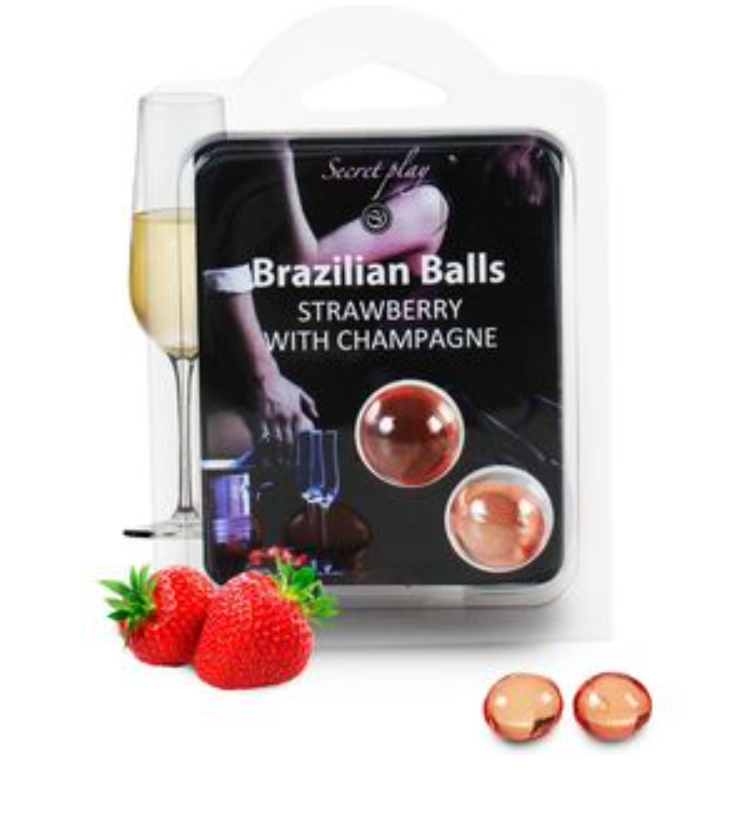 Set 2 palline brasiliane al profumo di fragola cava