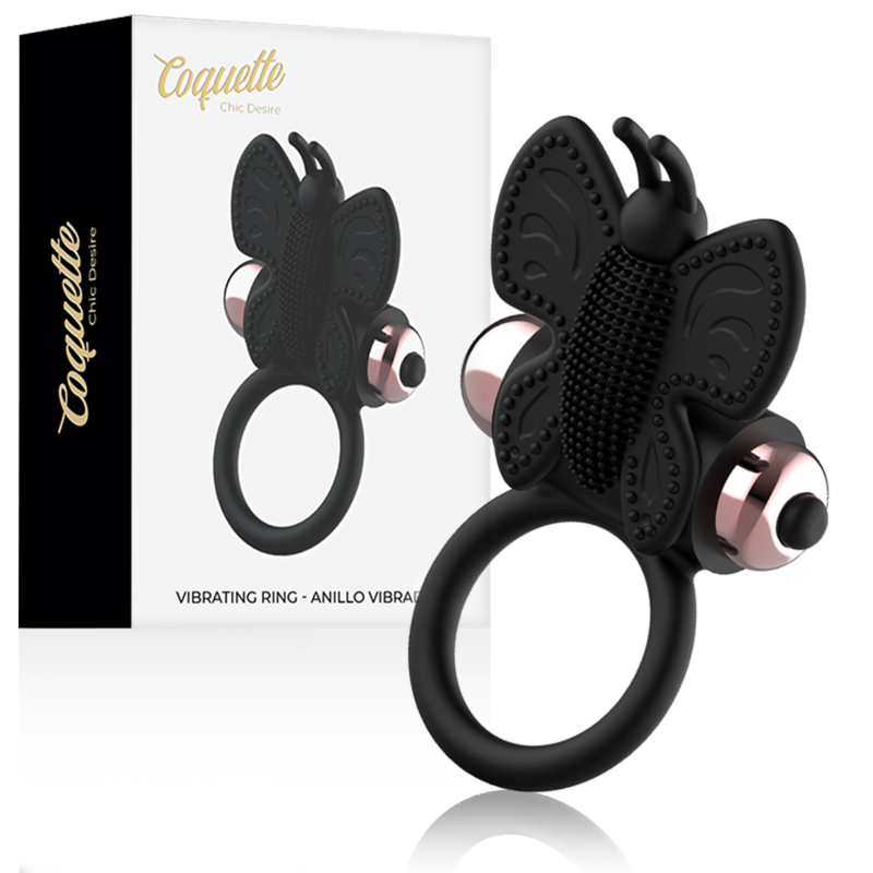 CHIC DESIRE - ANELLO CAZZO FARFALLA CON VIBRATORE NERO/ORO