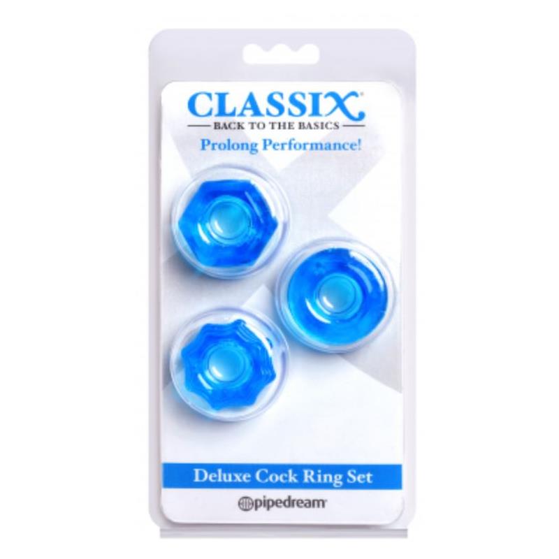 CLASSIX - SET DI 3 ANELLI PER PENE BLU