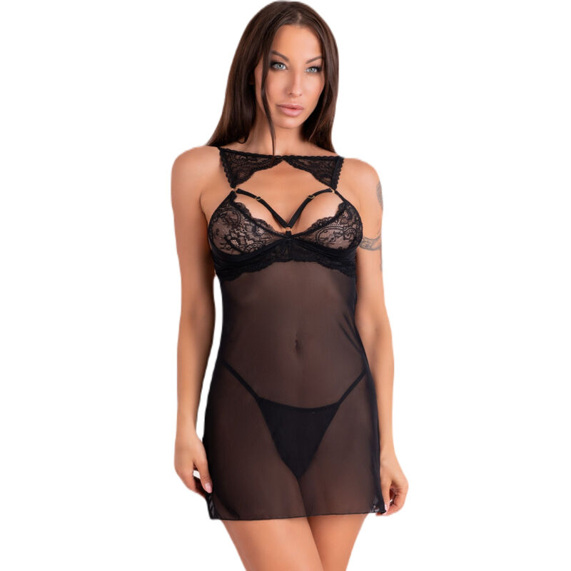 KROLINA LC 90734 CHEMISE + PERIZOMA NERO S/M