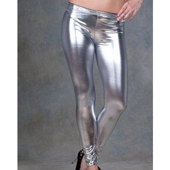 Leggings in raso grigio