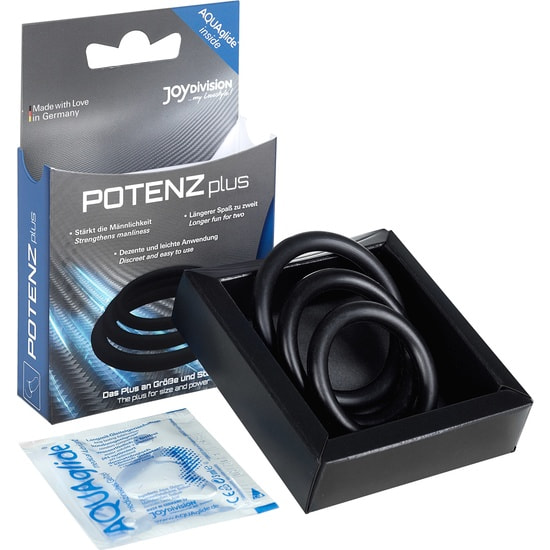 Potenzplus kit di 3 anelli per il pene (s, m, l) - nero