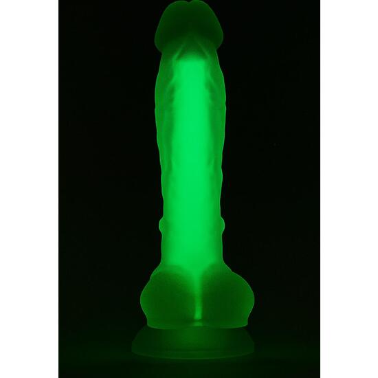 Silicone morbido radioso - Pene verde lucido da 17,5 cm