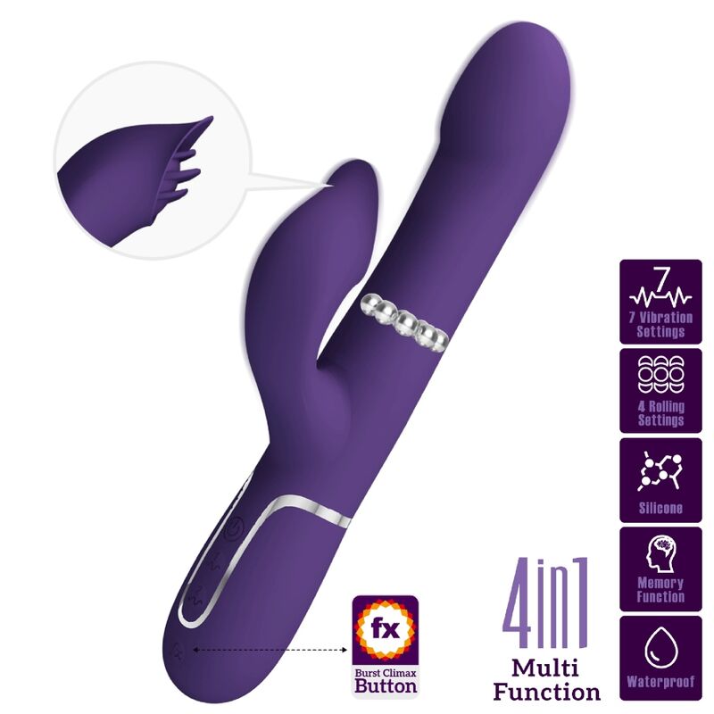 ZALIN PERLE VIBRATORE CONIGLIO 4 EN 1 VIOLA