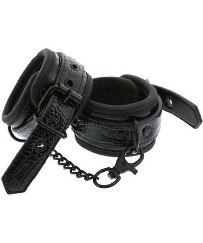 BLAZE  HANDCUFF CROCO Eleganti e regolabili polsiere in pelle nera.