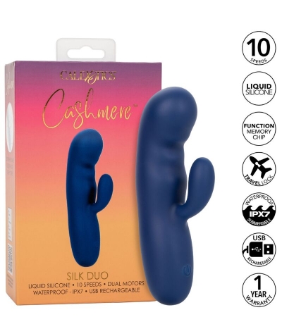 CASHMERE SILK DUO AZUL Massaggiatore doppio motore, in silicone premium, punto g