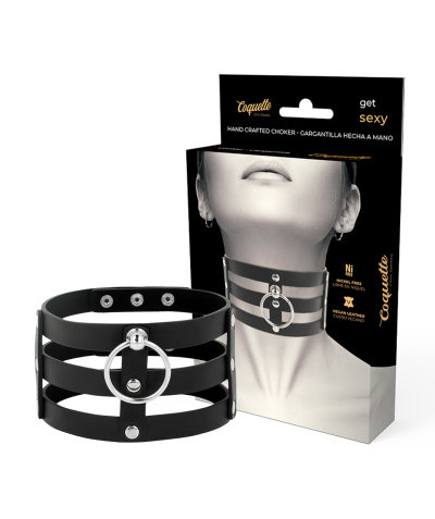 CHIC DESIRE 0 Collana fetish regolabile in pelle vegana nera