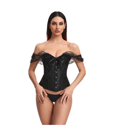 VENUS Corset nero con dettagli stampati per occasioni speciali.