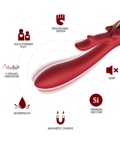 ELK VIBRADOR RABBIT CURVO RED Vibratore subacqueo con molteplici modalità di vibrazione