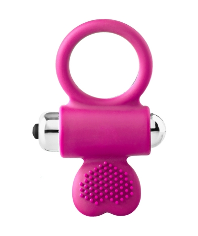 FLIRTS  MISSION Anello vibrante rosa con stimolatore clitorideo.