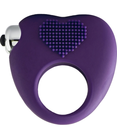 COCKRING Anello vibrante viola con stimolazione a forma di cuore.