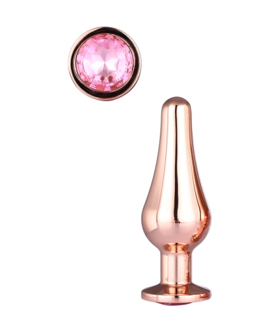 GLEAMING LOVE ROSE GOLD PLEASU Plug anale con gioiello rotondo, taglia s.