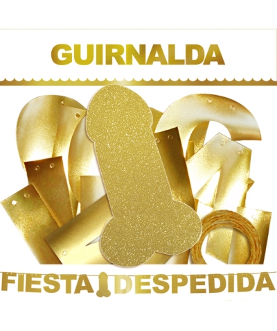 GUIRNALDA  PENE DORADO Ghirlanda di pene d\'oro festa d\'addio (cartone dorato 220gr)