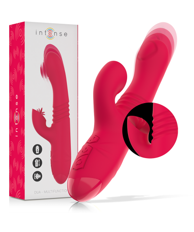 DUA 2 in 1: stimolatore del clitoride con lingua e vibratore con movimento.