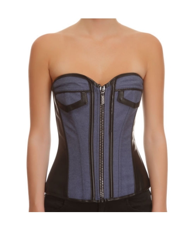 JEANS Corsetto nero effetto denim con perizoma