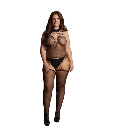 SUSPENDER FISHNET CHOKER BODY Le désir - bodystocking con girocollo a rete - nero