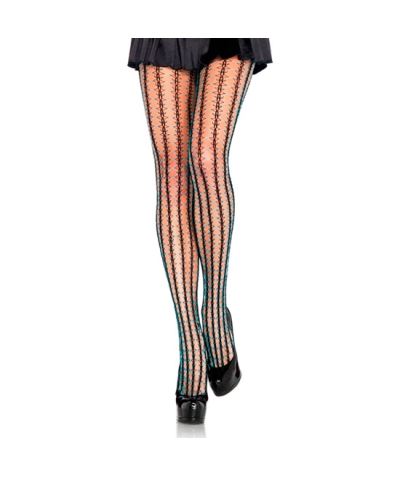 LEG AVENUE WONDERFUL Slip leg avenue in rete a contrasto nero-blu neon