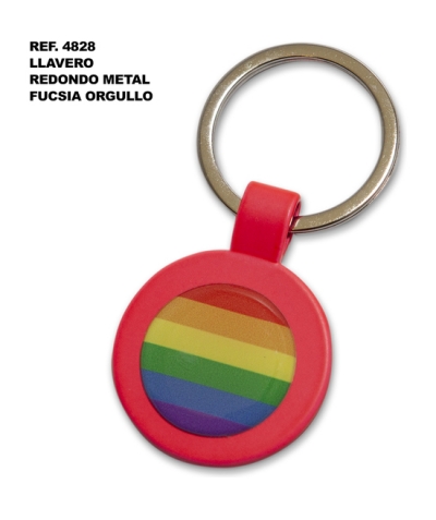 LLAVERO RENDONDO METAL FUSCIA Portachiavi fucsia con bandiera lgbt e resina