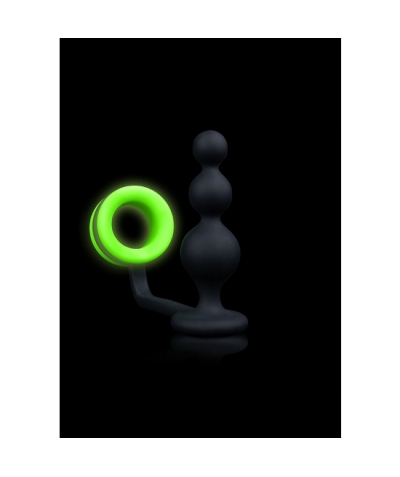 OUCH! Ahia! - anello per pene con plug anale - glow in the dark