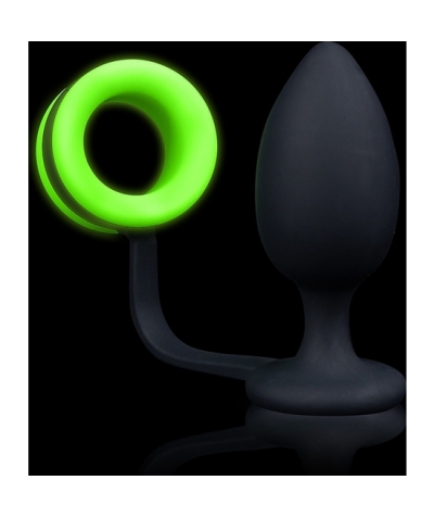 OUCH! Ahia! - anello per pene con plug anale - glow in the dark