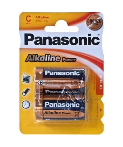 PILA ALKALINA PANASONIC X2 Batteria alcalina bronzo c lr14 blister*2