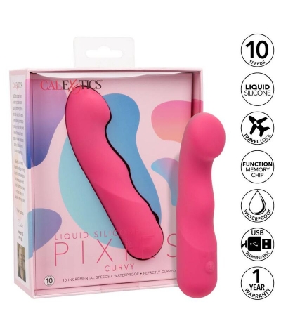 PIXIES VIBRATING Massaggiatore curvy in silicone liquido pixies: vibratore ergonomico