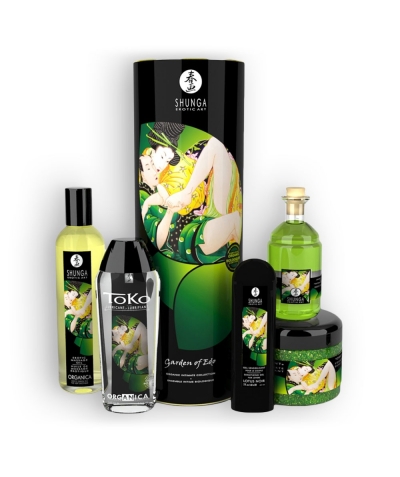 SHUNGA  EROTIC VERDE Insieme erotico con prodotti biologici e aromatici.