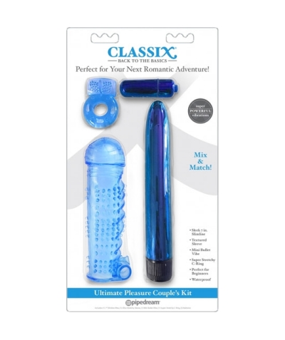 ULTIMATE PLEASURE KIT Classix - kit per coppie con anello, fodero e proiettili blu