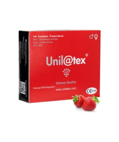 UNILATEX Scatola da 144 preservativi vermelhos morango