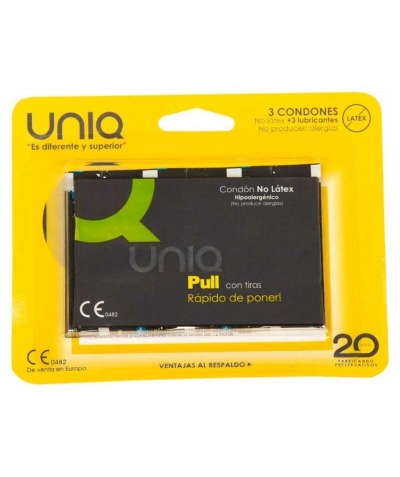 UNIQ PULL Uniq - preservativo senza lattice pull con strisce 3 unità