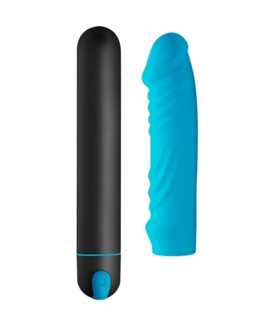 XL BULLET TURQUESA Bullet xl con guaina in silicone a forma di pene - blu