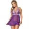 BABYDOLL - BIANCO LACCI FLOREALI VIOLA L / XL