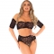 Completo in pizzo con slip alto - nero