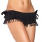 Slip Leg avenue in paillettes con frange e fiocchi neri