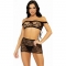 Leg avenue set 3 pezzi top, gonna e perizoma - nero