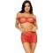 SET TRE PEZZI TOP, MINIGONNA E STRINGA TAGLIA UNICA - ROSSO