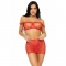 SET TRE PEZZI TOP, MINIGONNA E STRINGA TAGLIA UNICA - ROSSO