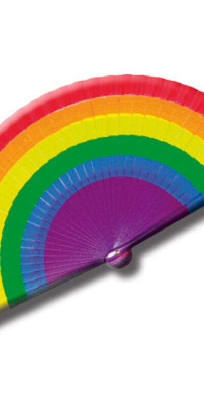 ABANICO MADERA BANDERA LGBT Ventaglio di plastica, bandiera arcobaleno, orgoglio lgbt.