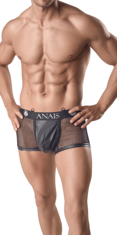 ANAIS MEN ATHLETIC Boxer nero in rete e pelle per uomo