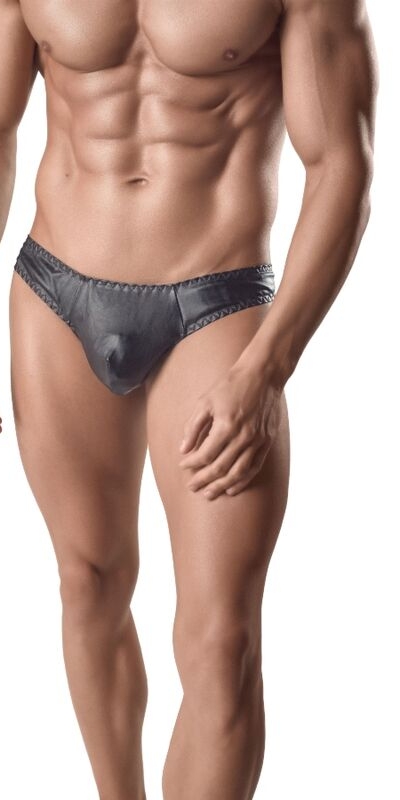 ANAIS MEN GLOW Tanga in pelle nera, seduzione e comfort.