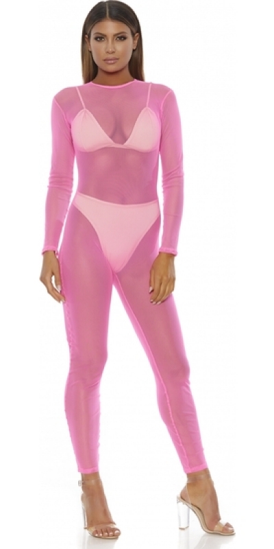 BODY DE MALLA MICRO PINK Intimo erotico in rete trasparente, regolabile.