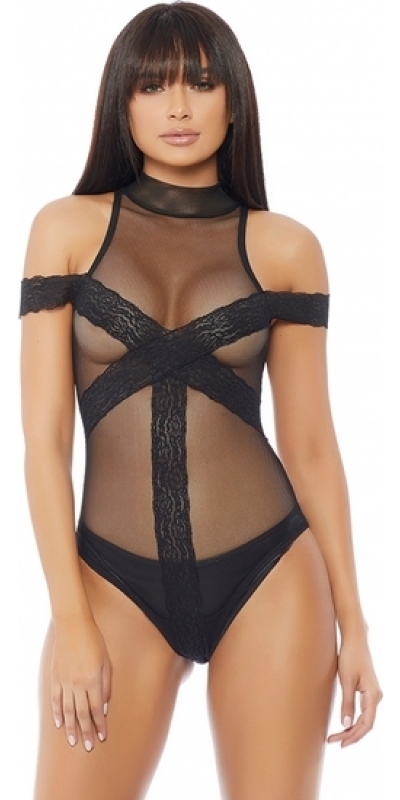 BREAKDOWN TEDDY Breakdown body teddy nero con trasparenze