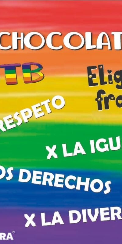 CAJA DE 12 CHOCOLATINAS Cioccolatini con cioccolato afrodisiaco e bandiera lgbt.