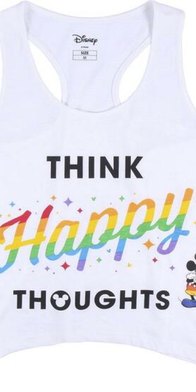 DISNEY PRIDE Maglietta bianca a spalline con design disney pride