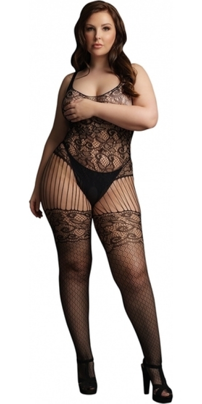 LACE AND FISHNET BODYSTOCKING Sexy body intero con calze a rete