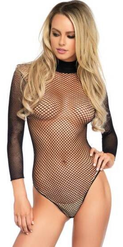 LEG AVENUE FISHNET Body leg avenue in rete con apertura nero