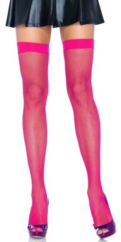 LEG AVENUE NEON Calze a rete in nylon rosa fluo