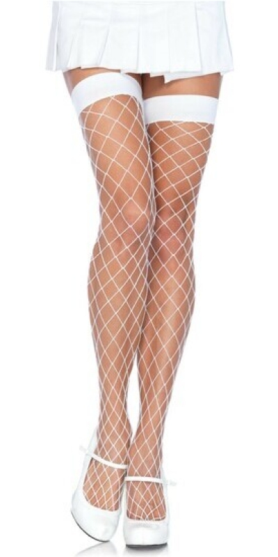 LEG AVENUE  PLAIN Collant a rete bianco medio leg avenue