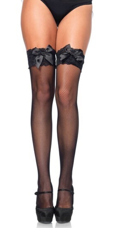 LEG AVENUE  FISHNETS Calze a rete nere leg avenue con dettaglio top in pizzo e