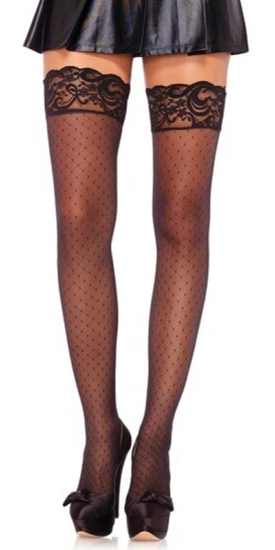 LEG AVENUE  DIAMAND Calze a rete a rombi con reggicalze in pizzo